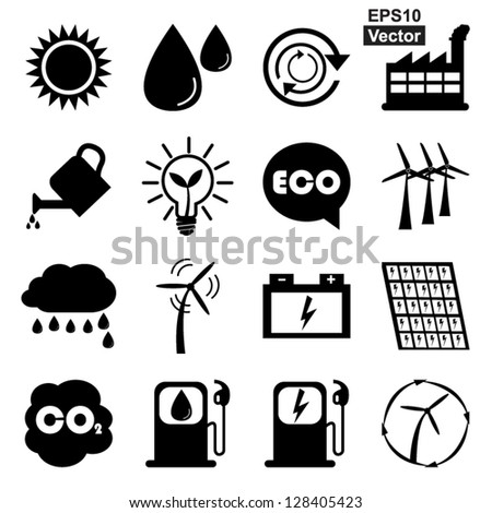 Thin Line Ecology Energy Icon Set Stock Vector 387420421 - Shutterstock