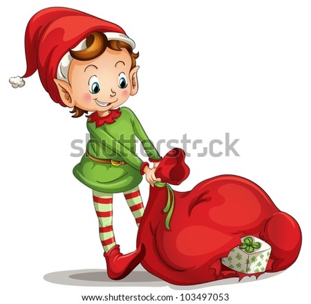 Illustration Playful Santa Elves On White Stock Vector 164043461