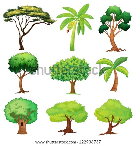 Trees Nature Forest Vector Icons Set Stock Vector 414513172 - Shutterstock