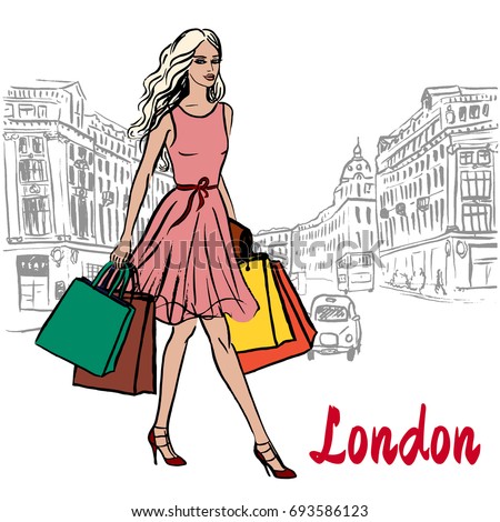 http://thumb10.shutterstock.com/display_pic_with_logo/1099286/693586123/stock-photo-walking-woman-with-shopping-bags-in-london-united-kingdom-hand-drawn-illustration-fashion-sketch-693586123.jpg