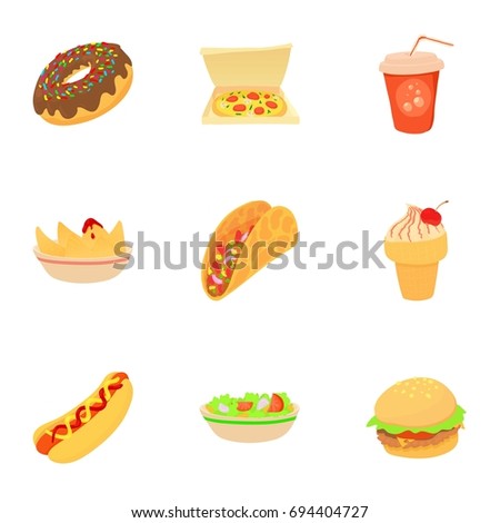 Fast Food Vector Icons Hot Dog Stock Vector 147772220 - Shutterstock