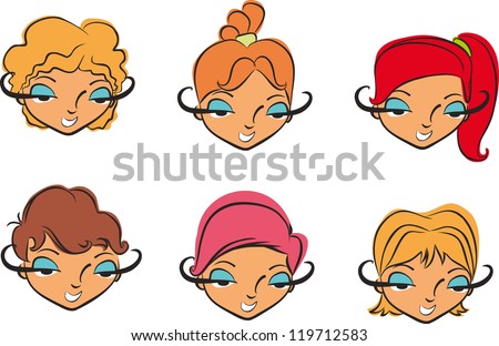 Set Vector Cartoon Characters Faces Various Stock Vector 97683701