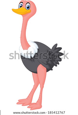 Cute ostrich cartoon - stock vector