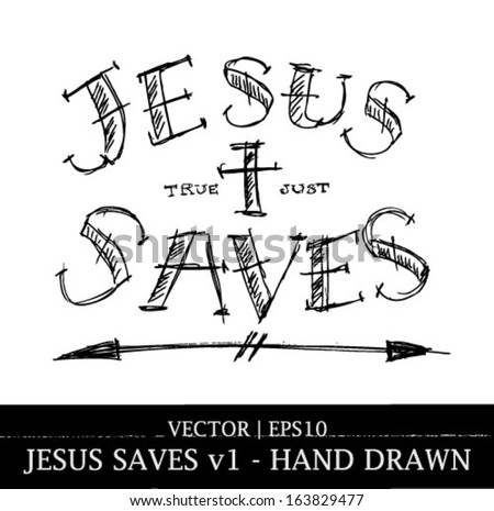 Jesus saves religious tattoo art design for Christian church vector ...