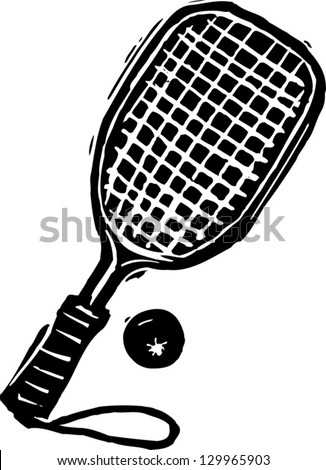 Vector illustration of racquet and ball - stock vector
