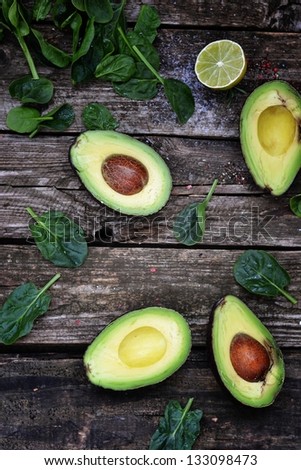 Про стоки fresh ,green avocado and spinach - stock photo