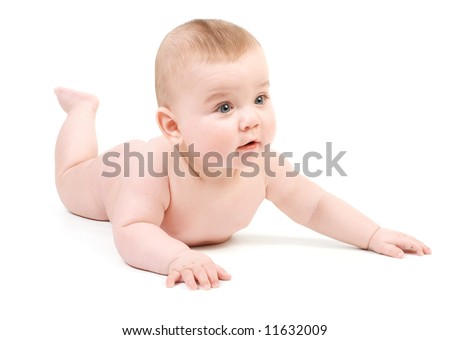 Naked Surprised Babyboy Lying On White Stock Photo Shutterstock