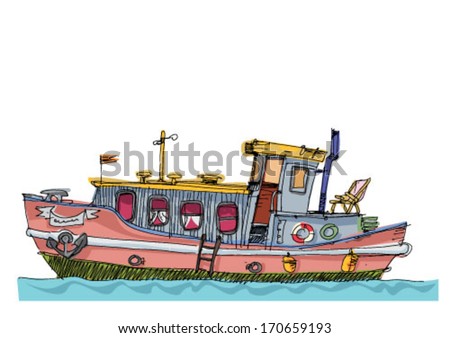 Fishboat Cartoon Caricature Stock Vector 104073521 - Shutterstock