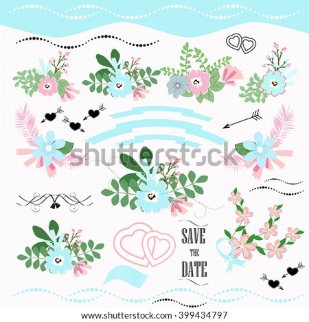 Set Vector Design Elements Including Seamless Stock Vector 143640307