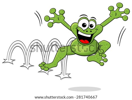Vector Illustration Jumping Cartoon Frog Isolated Stock Vector