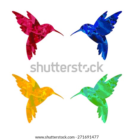 Hummingbirds Silhouette Isolated Vector Set Stock Vector 304749989