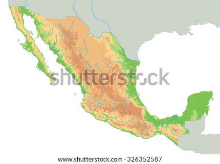 Colorful Mexico Political Map Clearly Labeled Stock Vector