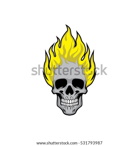 Flame Skull Black White Stock Vector 130576136 - Shutterstock