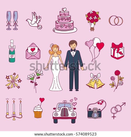 Wedding Sketch Set Stock Vector 56925034 - Shutterstock