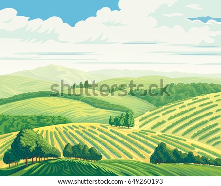 Rolling Green Hills Stock Vector 82635715 - Shutterstock