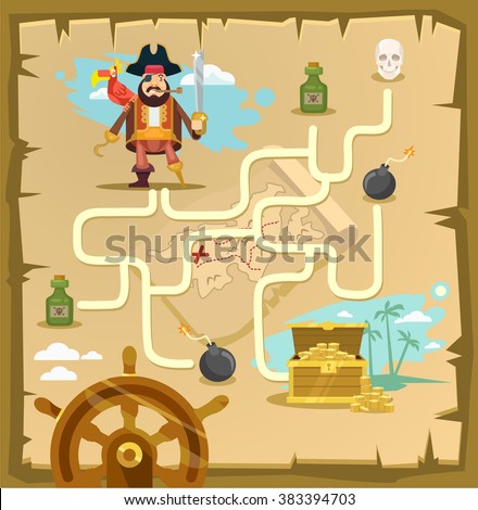 Maze Pirates Vector Game Kids Play Stock Vector 328844303 Maze Pirates Vector Game Kids Play Stock Vector 328844303