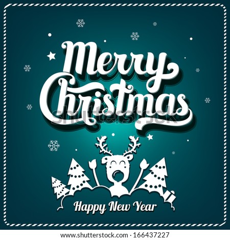 Retro Vintage Merry Christmas Greeting Card Stock Vector 157513583 - Shutterstock