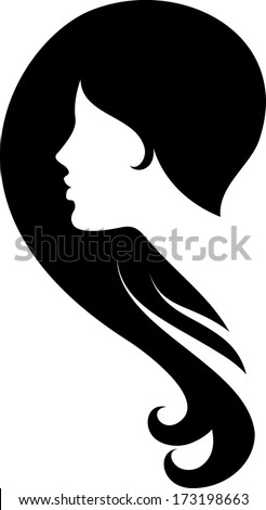 Black Silhouette Girl Facial Icon Collection Stock Vector 124634962