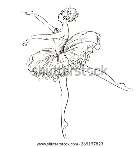 Art Sketched Beautiful Young Ballerina Ballet Stock Vector 177850613