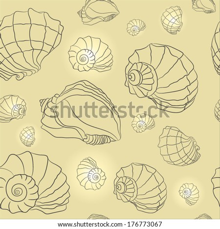 Large Set Blackwhite Graphic Sea Shells Stock Vector 161446778