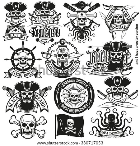 pirate logo set jolly roger black stock vector 308116934 pirate logo set jolly roger black stock vector 308116934