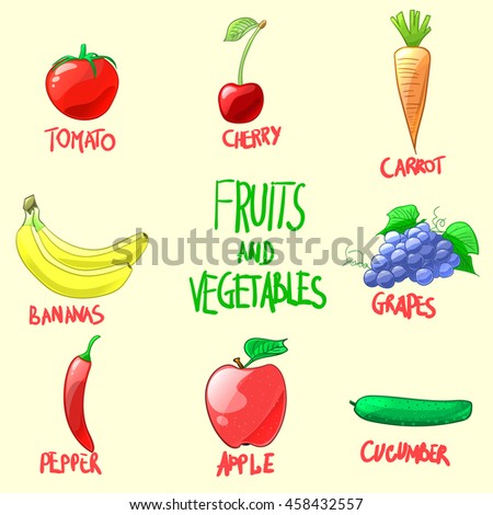 Vector Illustration Depicting Six Different Fruits Stock Vector