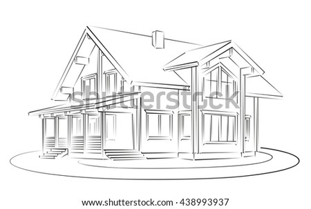 Drawing Sketch House Stock Illustration 152890295 - Shutterstock