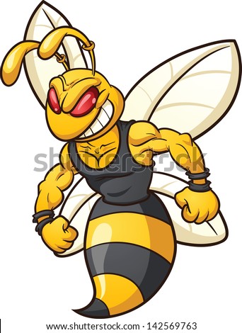 Cartoon Bee Mascot Vector Clip Art Illustration With Simple Gradients