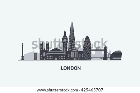 London England Skyline Detailed Silhouette Vector Stock Vector