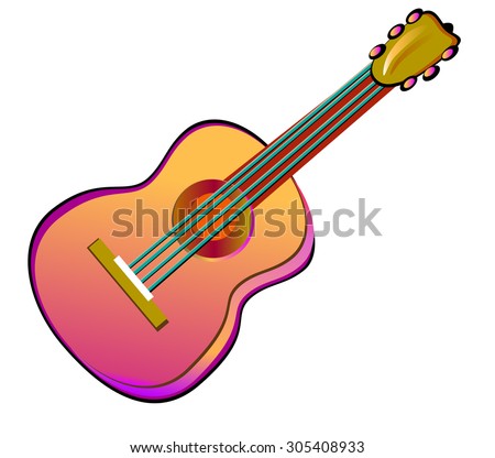 Vector Cartoon Guitar Isolated On White Stock Vector 94918939