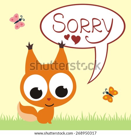 Sorry Card Cartoon Sad Fox Stock Illustration 268950323 - Shutterstock