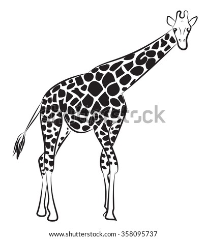 Cute Giraffe Vector Illustration Black White Stock Vector 134832026