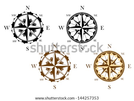 Vintage Nautical Marine Wind Rose Compass Stock Vector 220582552