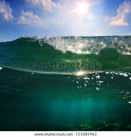 design template with underwater part and sunshine skylight splitted by 