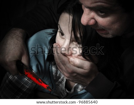 The murderer and his victim - stock photo