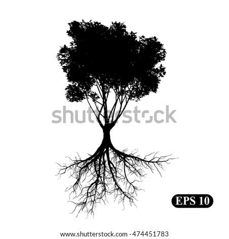 Silhouettes Tree Roots Stock Vector 87459218 - Shutterstock
