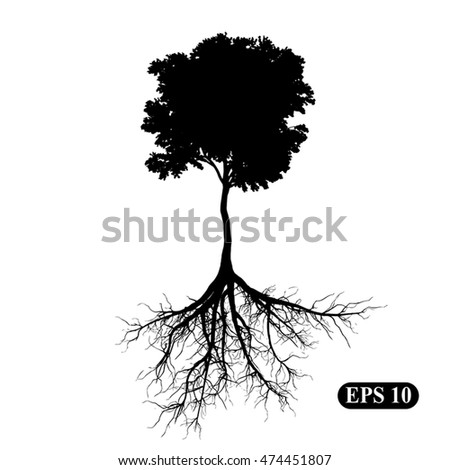 Silhouettes Tree Roots Stock Vector 87459218 - Shutterstock