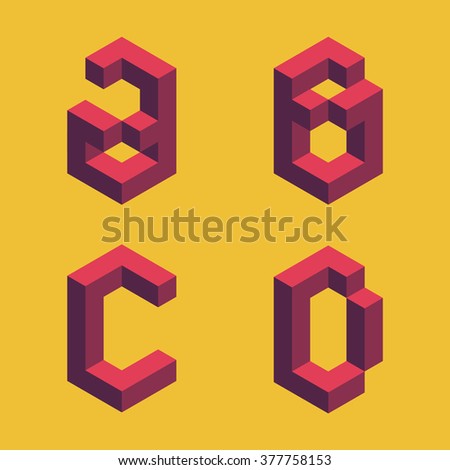 Letter B Isometric Logo Set Stock Vector 385810783 - Shutterstock