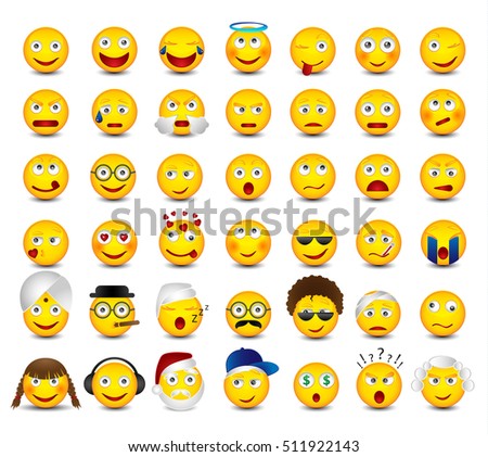 Set Very Original Emoticon Emoji Icons Stock Illustration 115751752