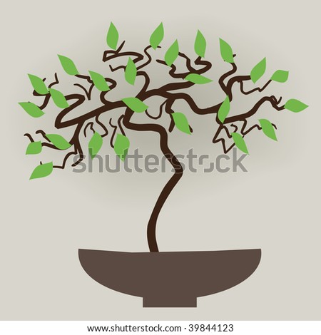 Vector Silhouette Bonsai Tree Isolated On Stock Vector 105499997