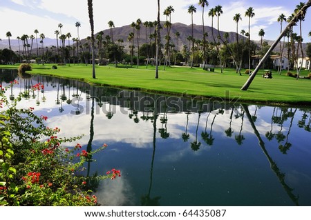 View of Golf Resort in Palm Springs California - stock photo