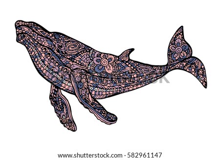 Hand Drawn Humpback Whale Isolated Illustration Stock Vector 336022580