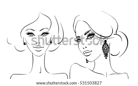 Floral Outline Silhouette Flowers Contour Drawing Stock Vector 