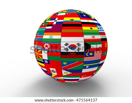 World Globe Flags On Stock Vector Shutterstock