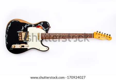 ZAGREB , CROATIA - MAY 27 ,2010 : fender telecaster wooden electric 