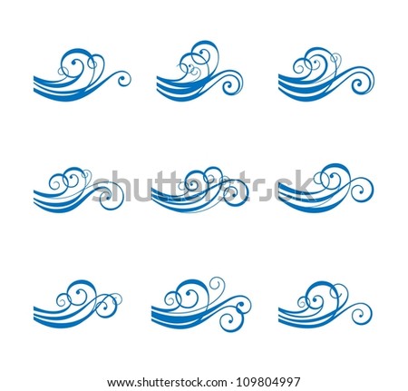 Illustration Set Wave Symbol On Isolated Stock Vector 127380410