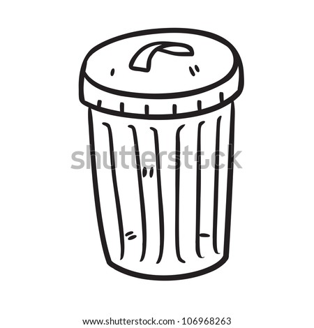 Trash Bin In Doodle Style - Stock Vector