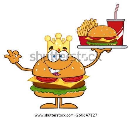 King Hamburger Cartoon Character Holding Platter Stock Illustration 261652430 - Shutterstock