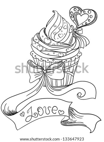 Set Cupcakes Vector Hand Drawing Stock Vector 126258065 - Shutterstock