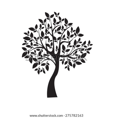 Black Tree Silhouette Isolated On White Stock Vector 102856430 